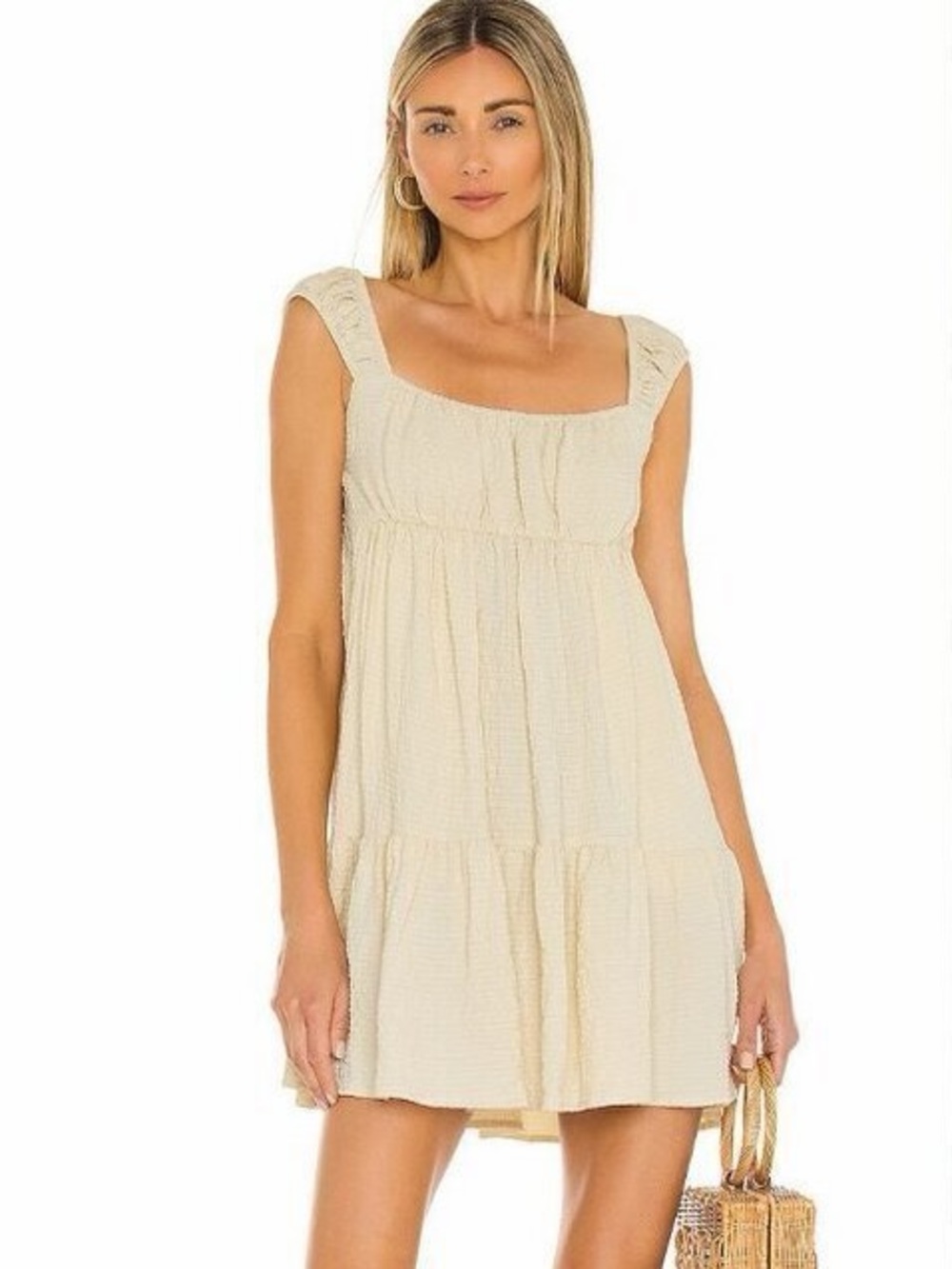 LPA Revolve Brantley Ivory Ruffled Backless Mini Dress Size Medium